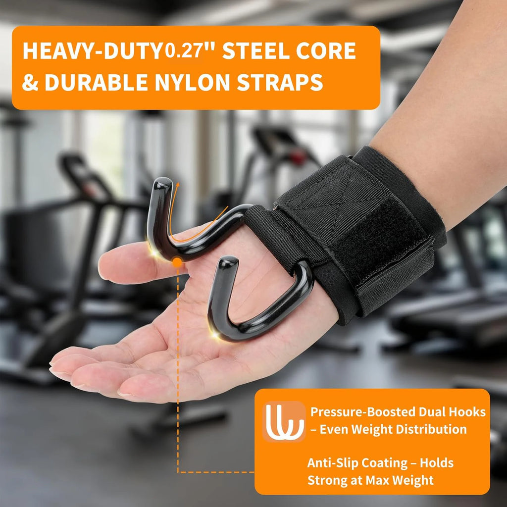 1 Pair Lifting Hooks & Padded Wrist Straps