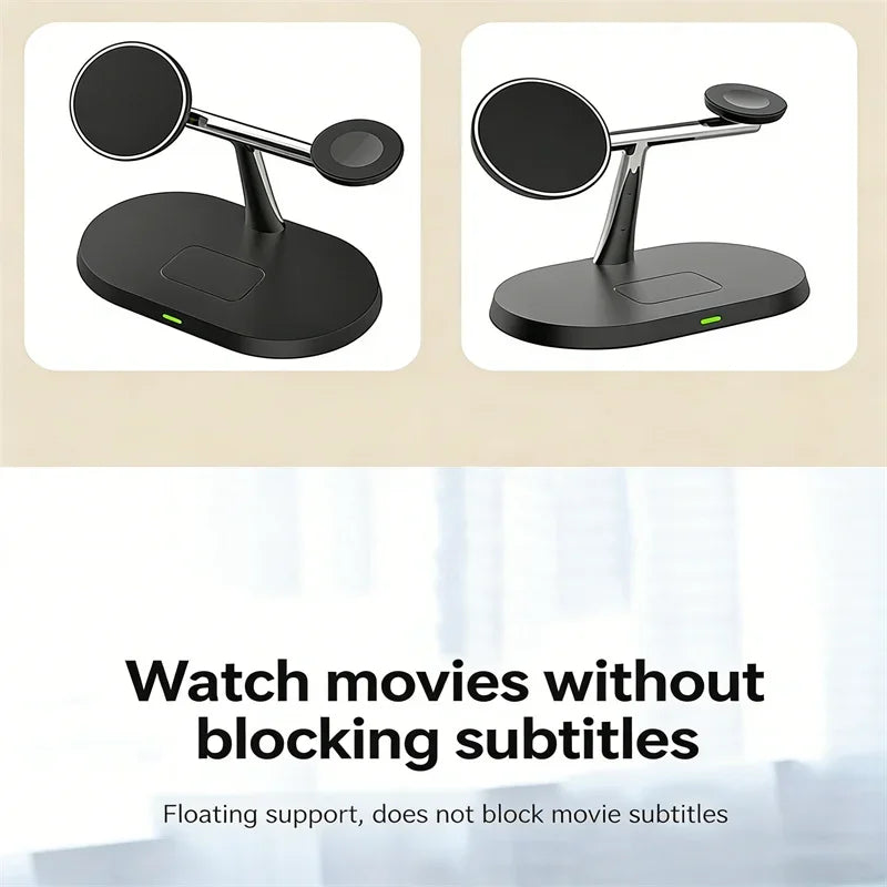 3 in 1 Magnetic Wireless Charger Stand for Magsafe iPhone 16/15/14/13/12 Apple Watch 8/7 & Airpods pro Fast Charging Station