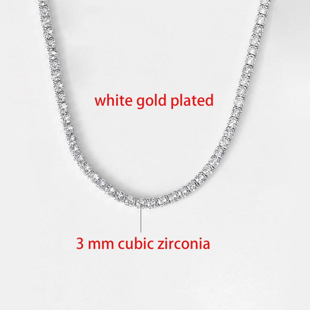 Chain Necklace For Women Luxury Cubic Zircon Crystal Short Hiphop