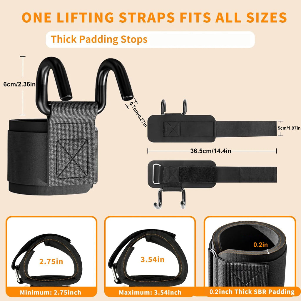1 Pair Lifting Hooks & Padded Wrist Straps