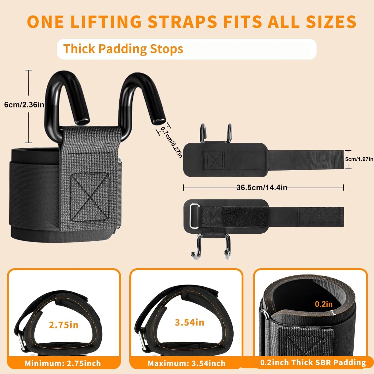 1 Pair Lifting Hooks & Padded Wrist Straps