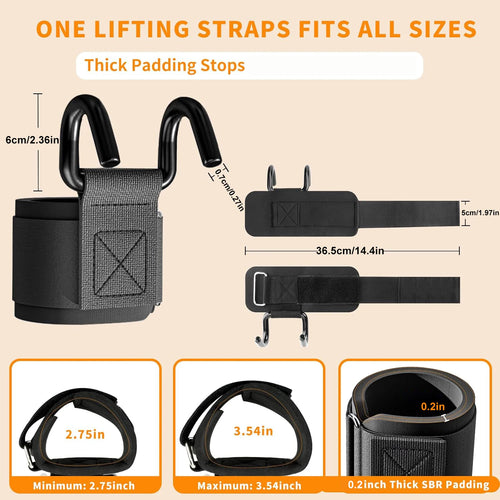 1 Pair Lifting Hooks & Padded Wrist Straps
