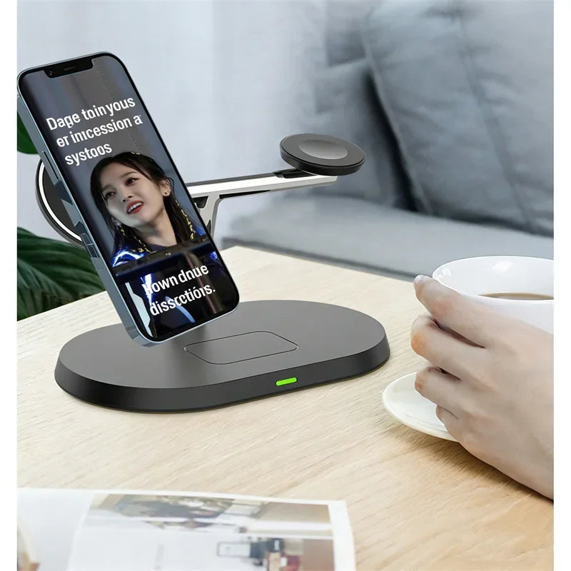 3 in 1 Magnetic Wireless Charger Stand for Magsafe iPhone 16/15/14/13/12 Apple Watch 8/7 & Airpods pro Fast Charging Station