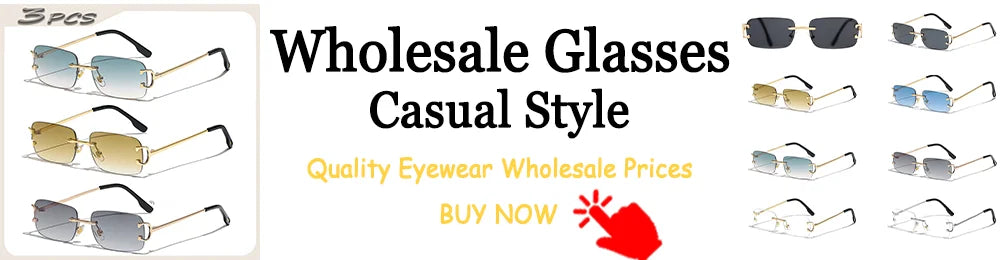 Rimless Sunglasses For Women Men Small Square Gold Frame