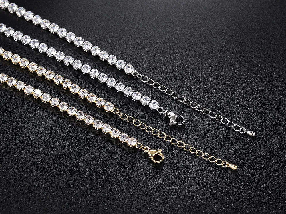 Chain Necklace For Women Luxury Cubic Zircon Crystal Short Hiphop