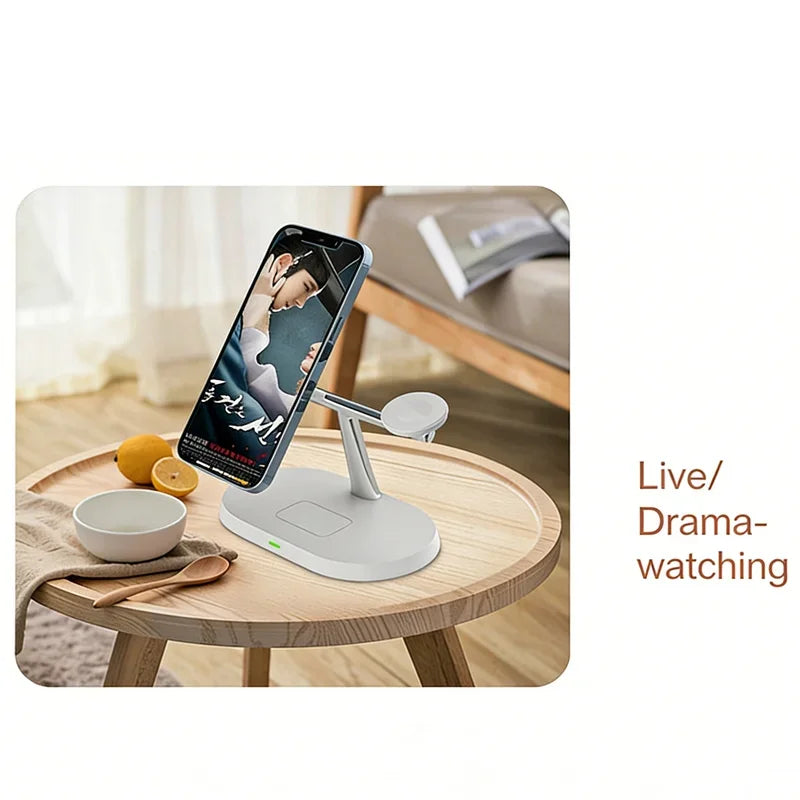 3 in 1 Magnetic Wireless Charger Stand for Magsafe iPhone 16/15/14/13/12 Apple Watch 8/7 & Airpods pro Fast Charging Station