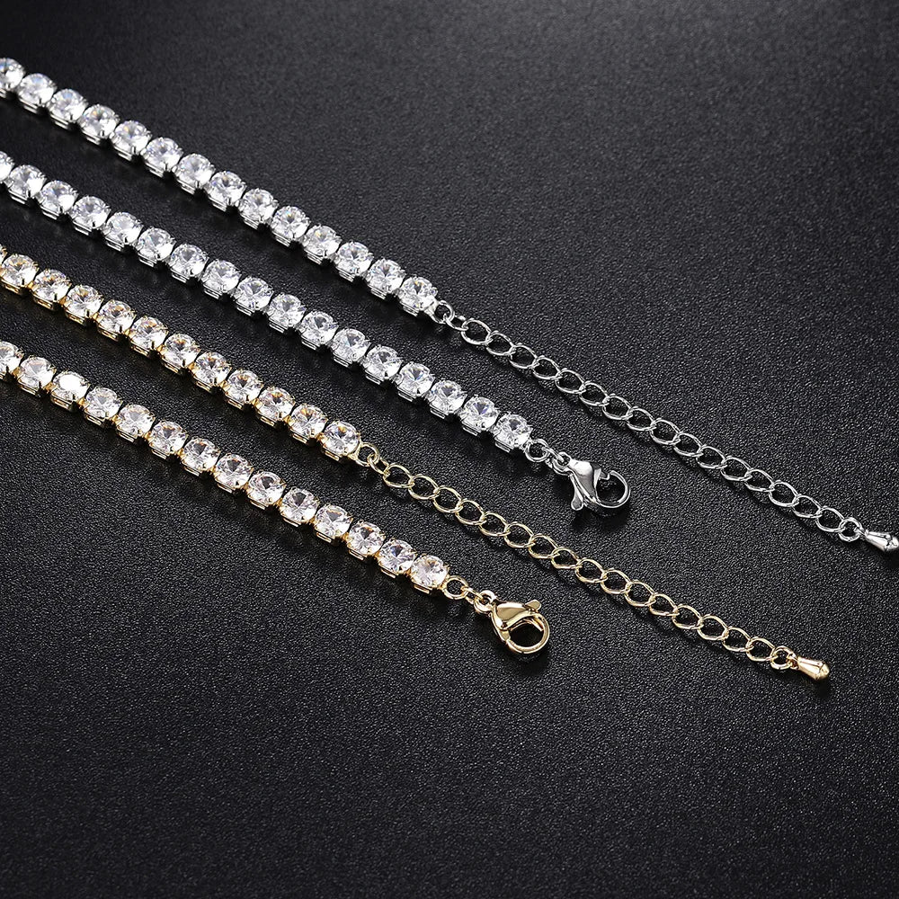 Chain Necklace For Women Luxury Cubic Zircon Crystal Short Hiphop
