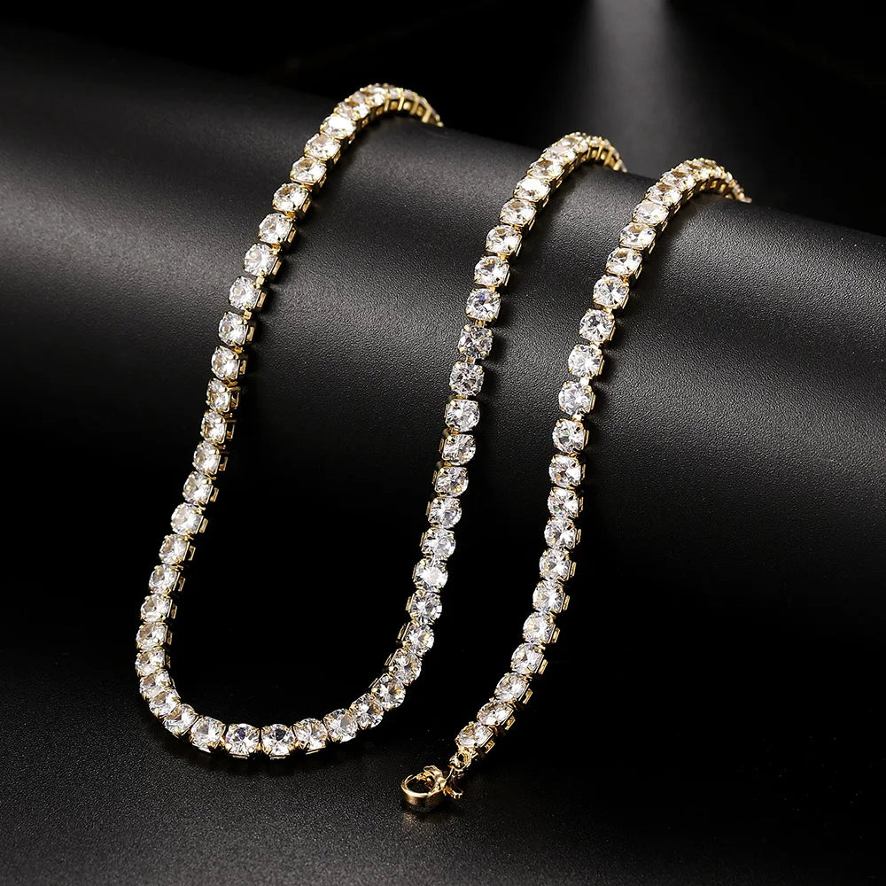 Chain Necklace For Women Luxury Cubic Zircon Crystal Short Hiphop
