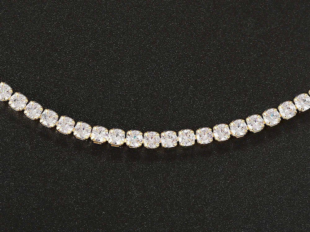 Chain Necklace For Women Luxury Cubic Zircon Crystal Short Hiphop
