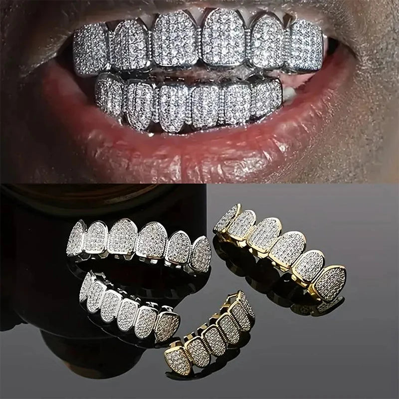Bling Cubic Zircon Hip Hop Teeth Grillz For Unisex
