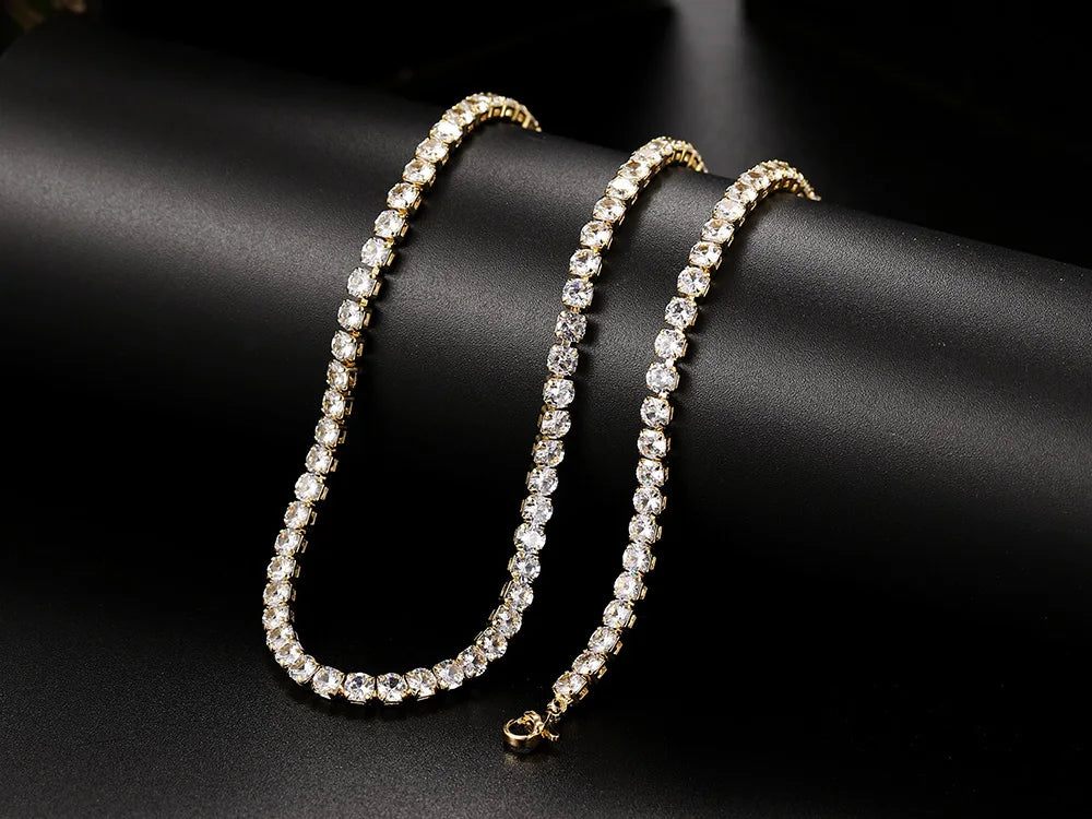 Chain Necklace For Women Luxury Cubic Zircon Crystal Short Hiphop