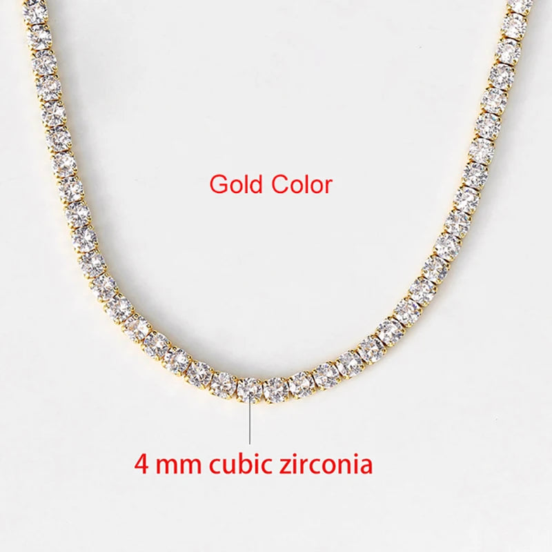 Chain Necklace For Women Luxury Cubic Zircon Crystal Short Hiphop