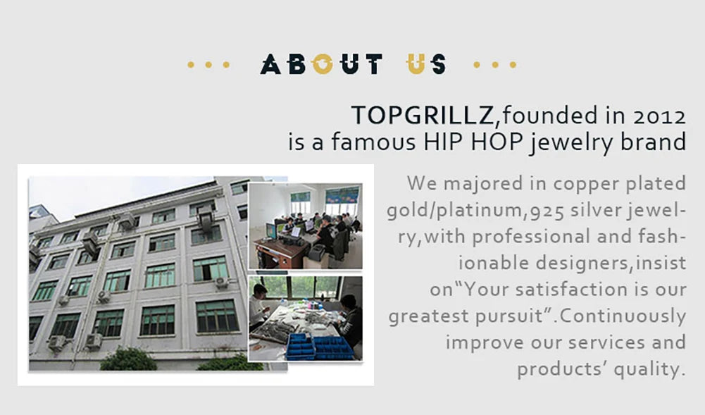 TOPGRILLZ Fashion Hip Hop Gold Silver Color
